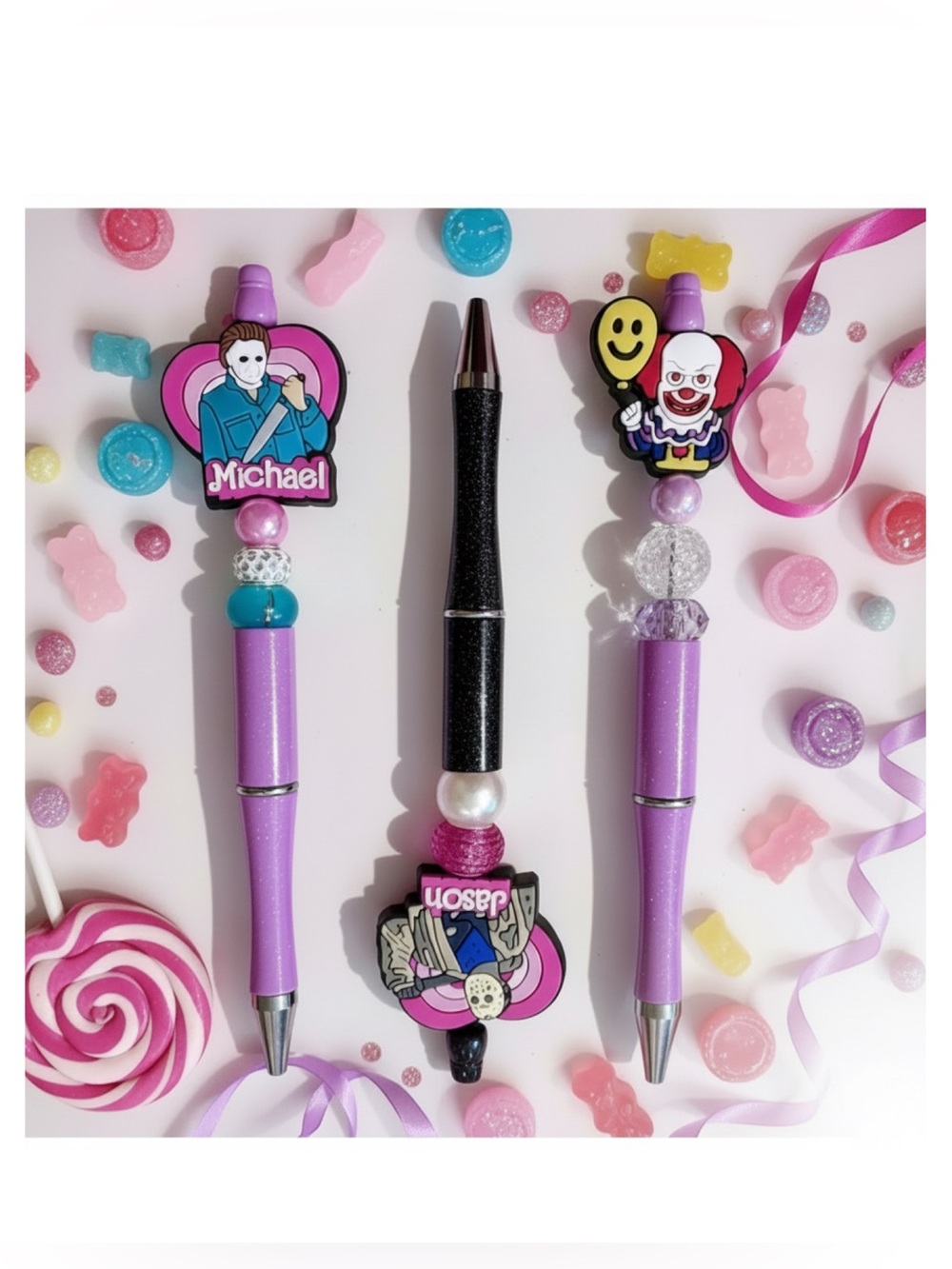 💜🆕💜 Purple and Black Halloween DIY Bendable Ink Pen Set #1